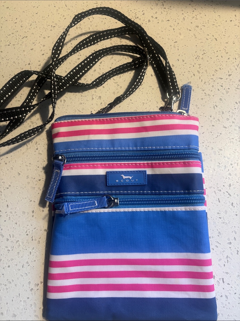 Scout Striped Crossbody Bag in Blue, Navy & Pink
